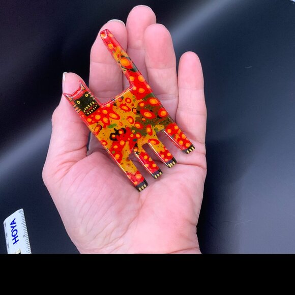 Mark Soppeland Hissing Cat Brooch Artsy Colorful OOAK Big Funky '90's J210 - Picture 3 of 7